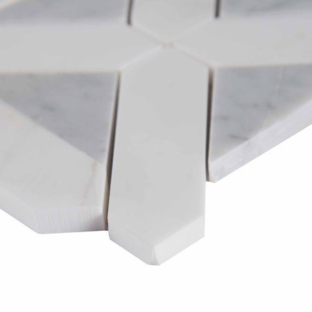 Msi Bianco Dolomite Geometrica SAMPLE Polished Marble Mesh-Mounted Mosaic Tile ZOR-MD-0159-SAM